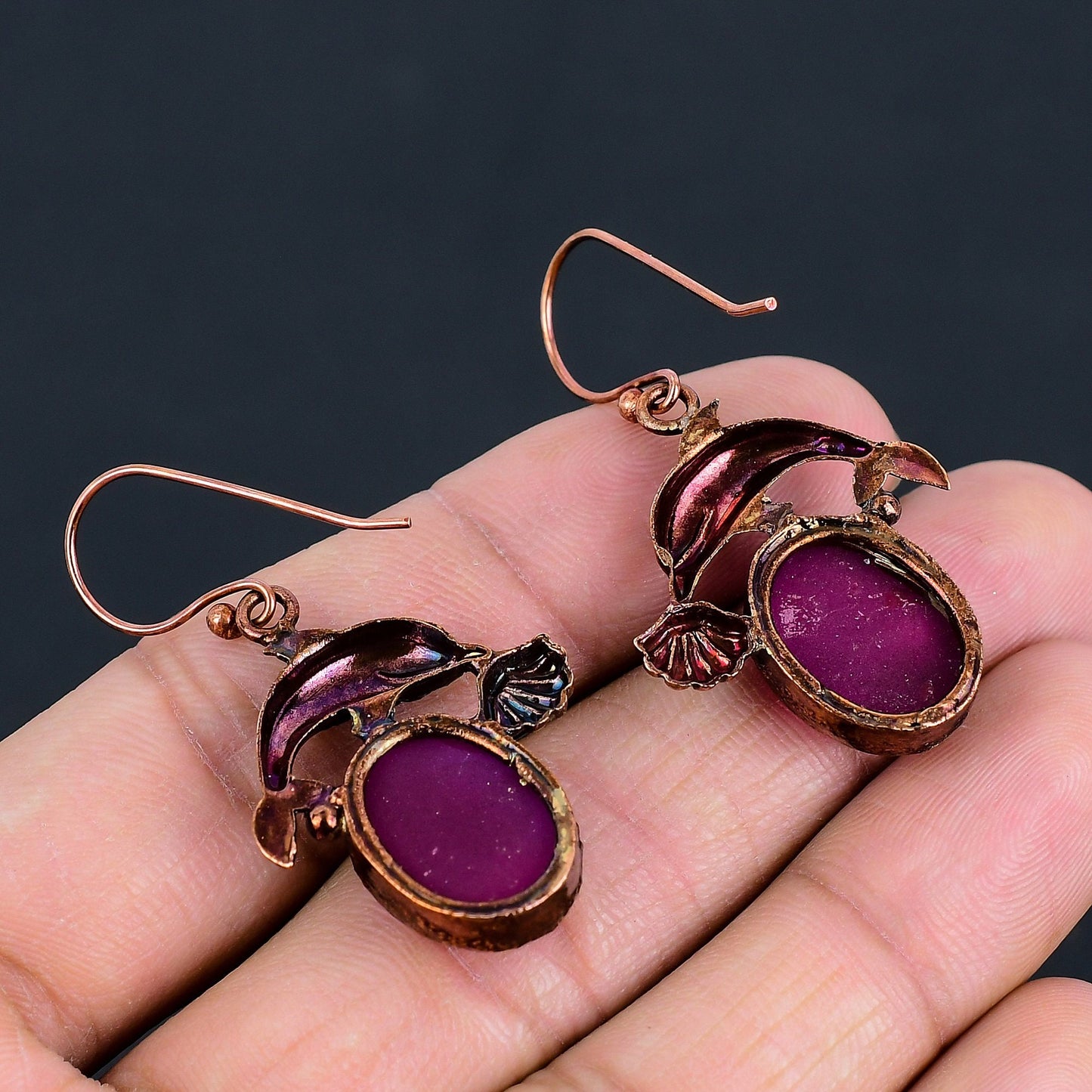 Ruby Red Gemstone Dangle Earrings