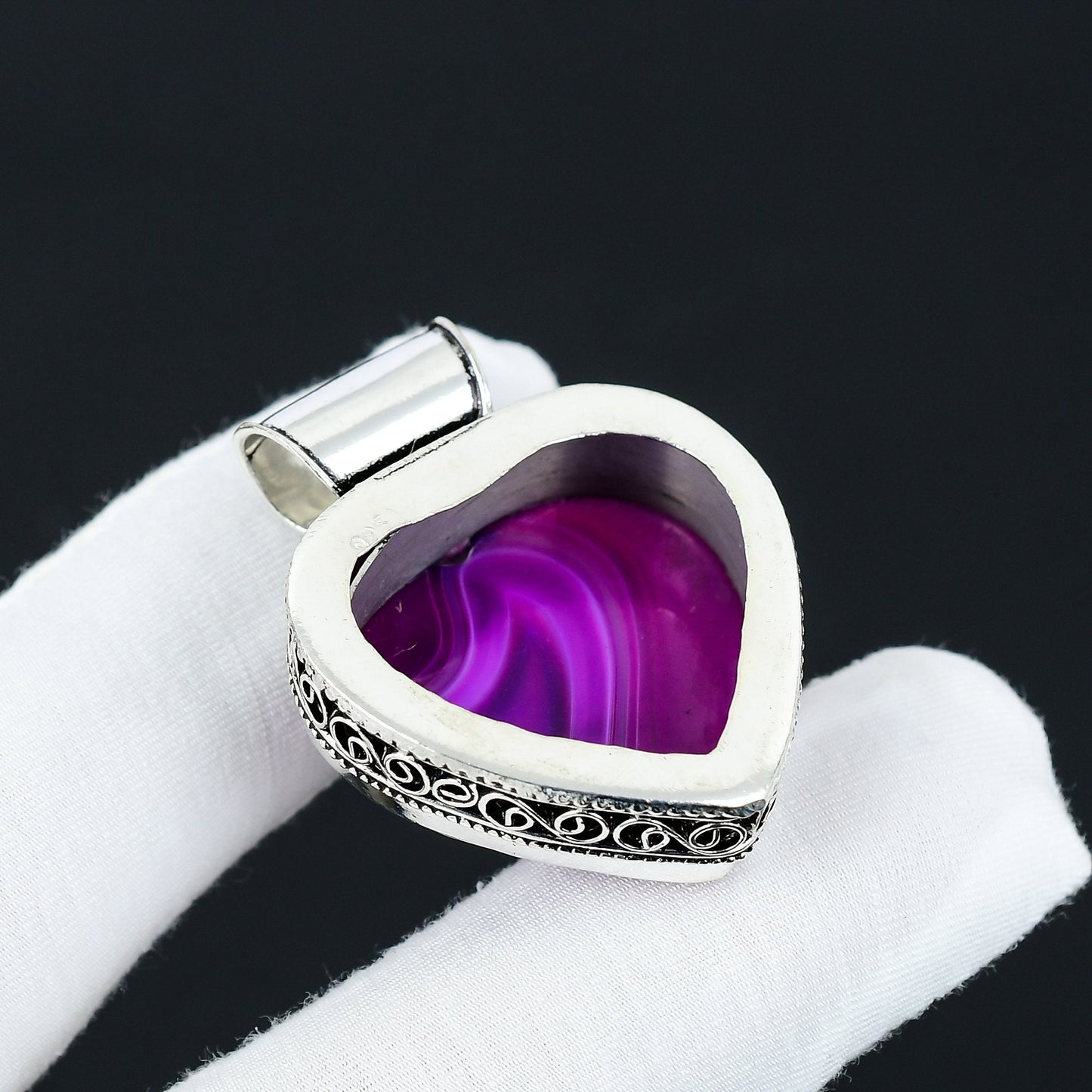 Purple Botswana Agate Heart Pendant