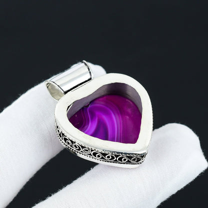 Purple Botswana Agate Heart Pendant
