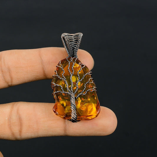 Golden Amber Gemstone Pendant