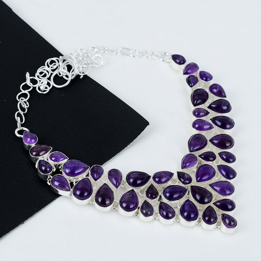 Purple Amethyst Sterling Silver Necklace Set