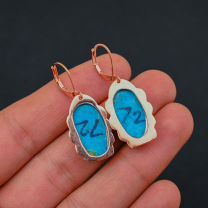 Turquoise Gemstone Copper Lever Back Earrings