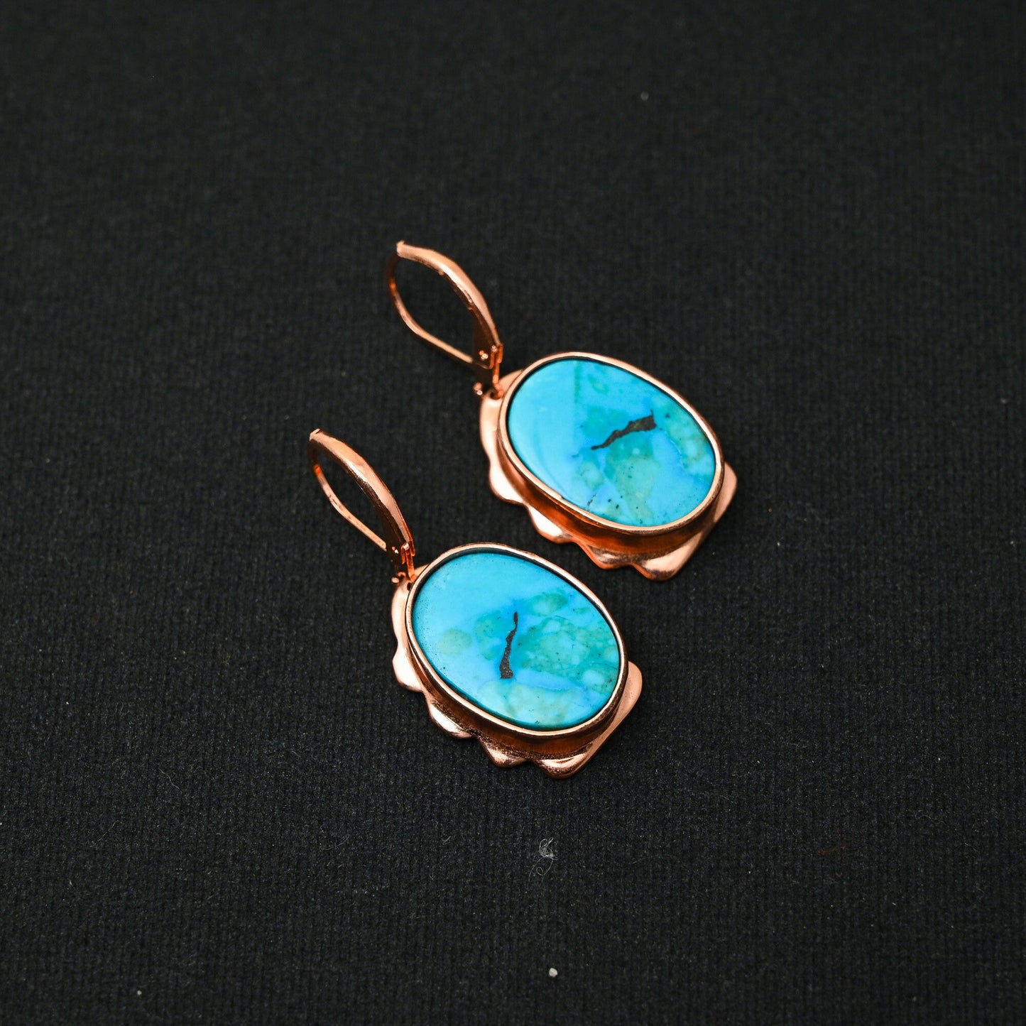 Turquoise Gemstone Lever Back Earrings