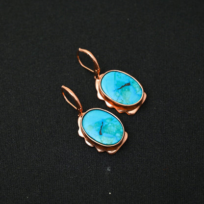 Turquoise Gemstone Lever Back Earrings