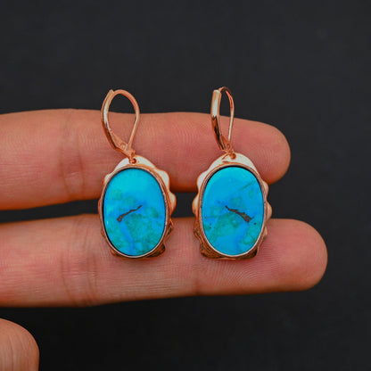 Turquoise Gemstone Lever Back Earrings