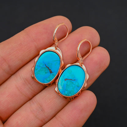 Turquoise Gemstone Lever Back Earrings