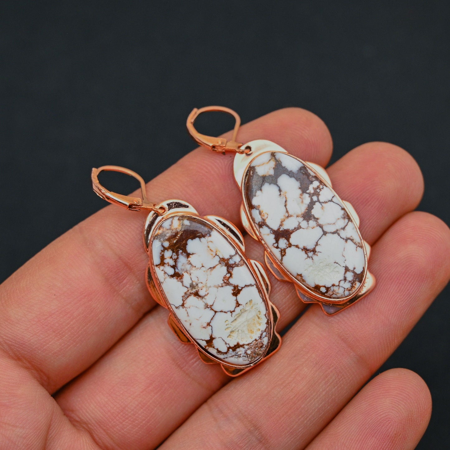 Turquoise Gemstone Copper Earrings