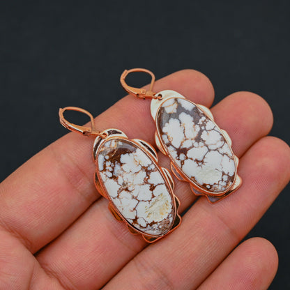 Turquoise Gemstone Copper Earrings