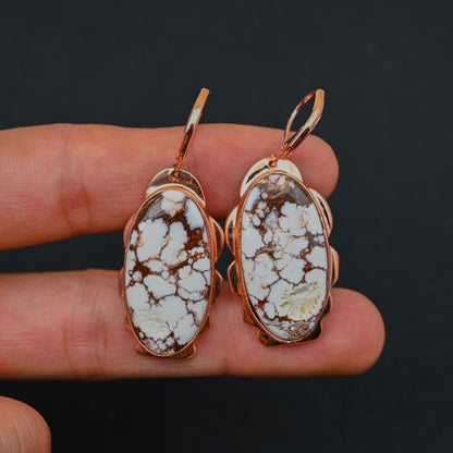 Turquoise Gemstone Copper Earrings