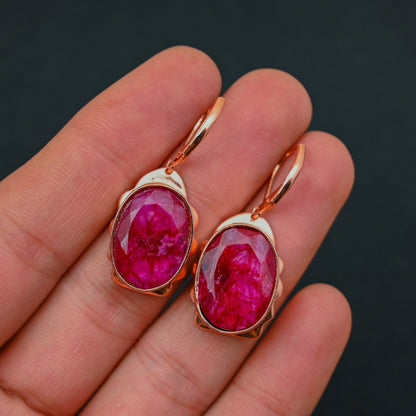 Kashmir Red Ruby Gemstone Earrings