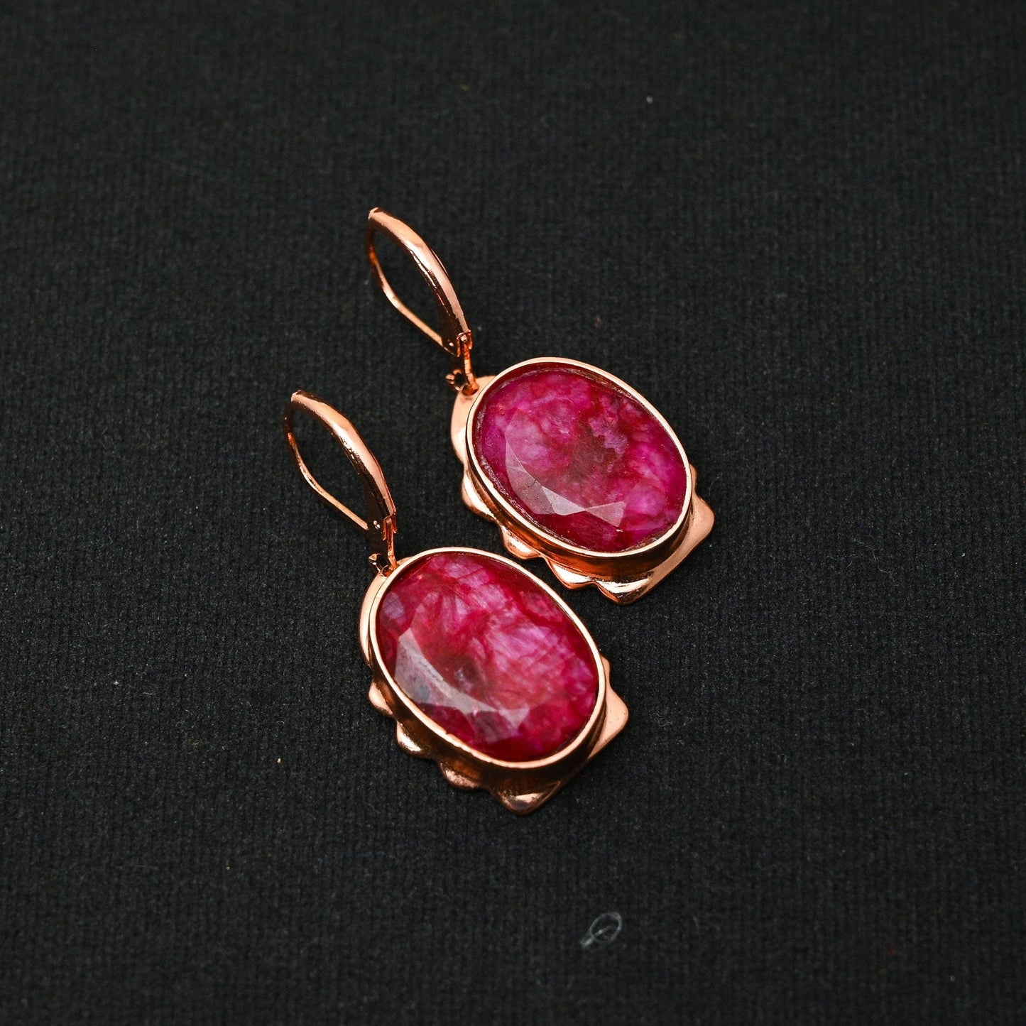 Kashmir Red Ruby Gemstone Earrings