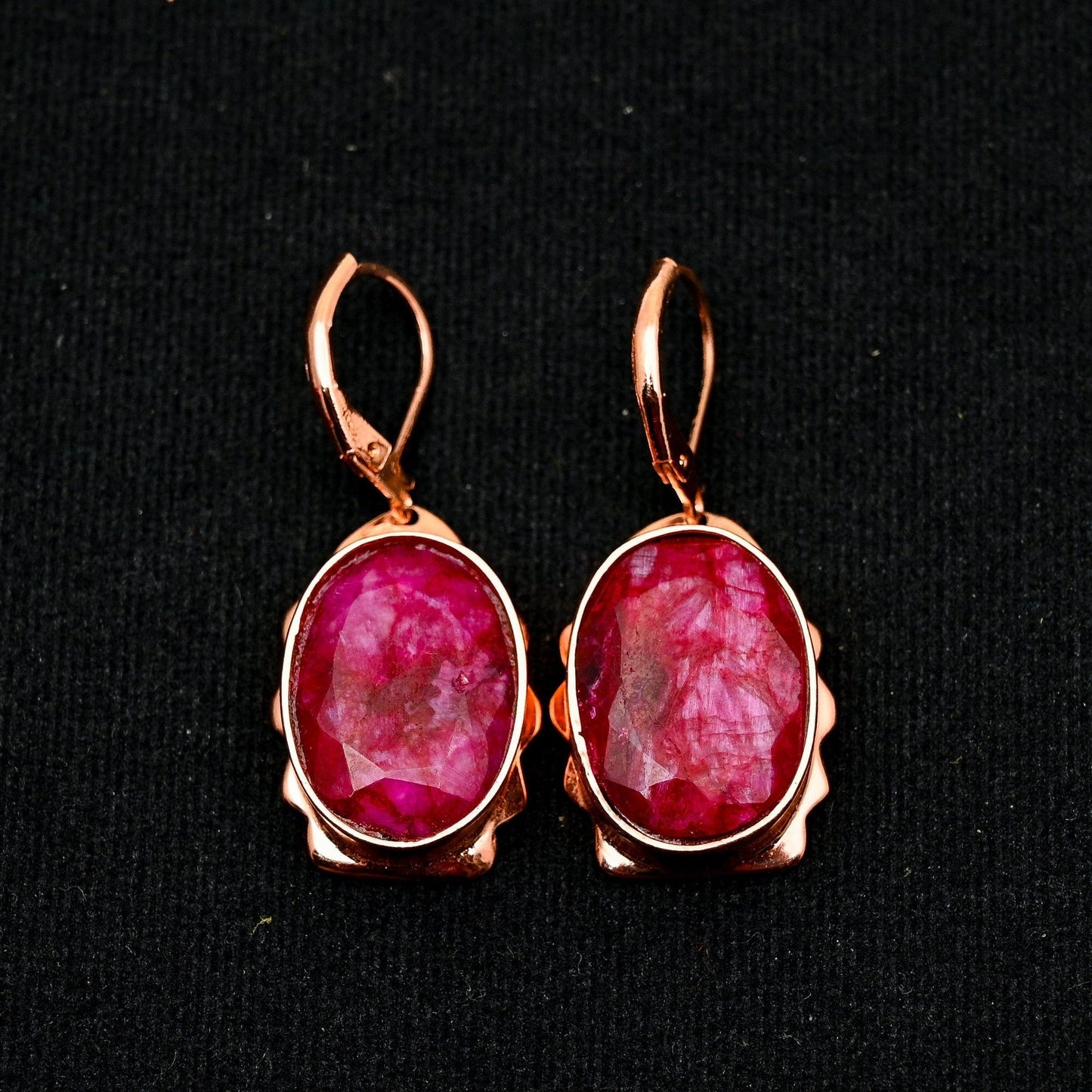 Kashmir Red Ruby Gemstone Earrings