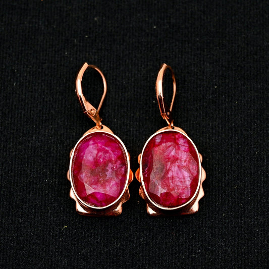 Kashmir Red Ruby Gemstone Earrings