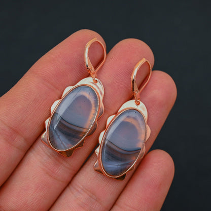 Brown Montana Agate Gemstone Earrings