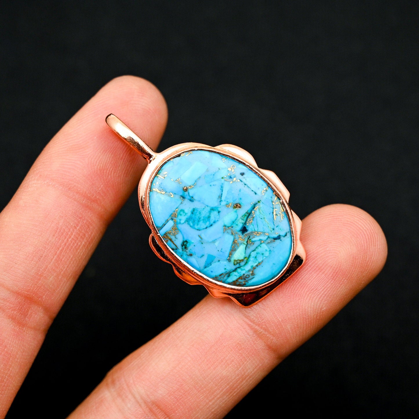 Blue Copper Turquoise Gemstone Pendant