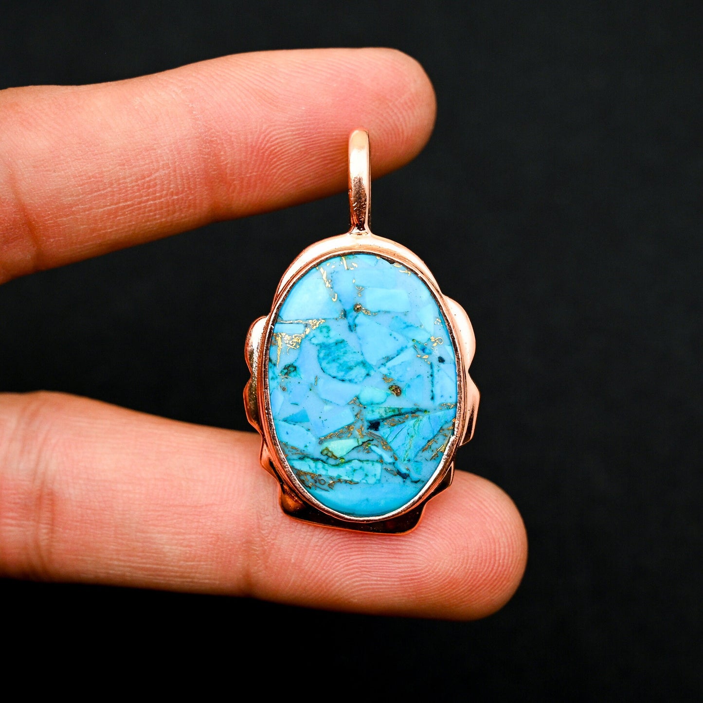Blue Copper Turquoise Gemstone Pendant