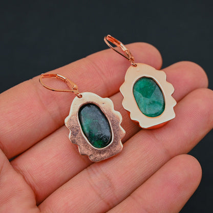 Green Emerald Gemstone Earrings