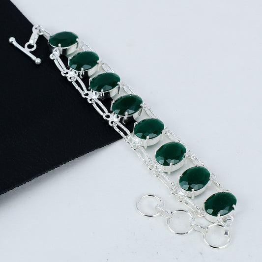 Green Emerald Gemstone Bracelet
