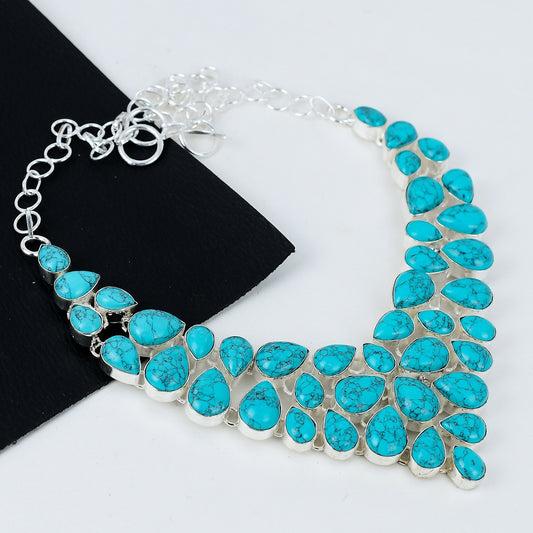 Turquoise Gemstone Sterling Silver Necklace Set
