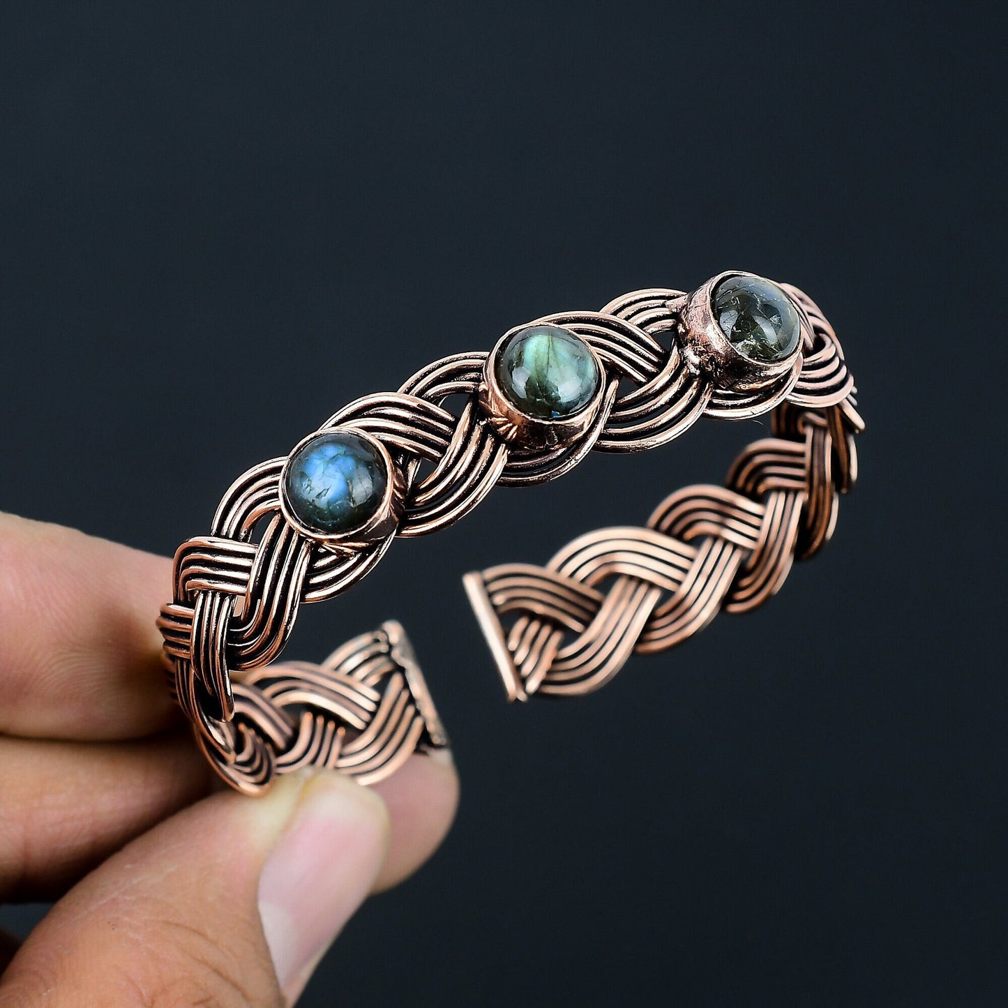 Blue Labradorite Gemstone Cuff Bracelet