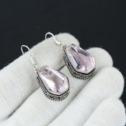Pink Kunzite Coffin Earrings