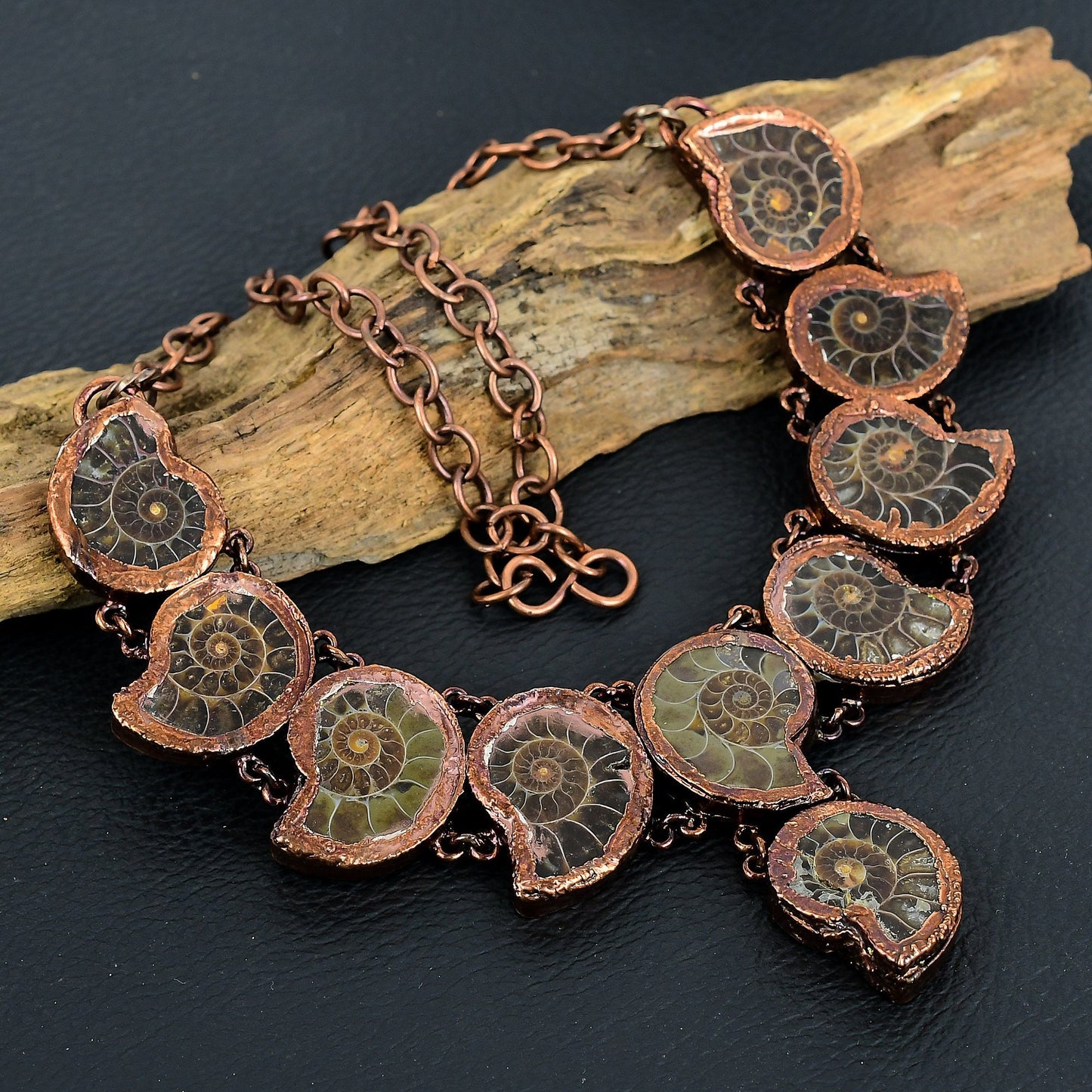 Copper Ammonite Gemstone Necklace