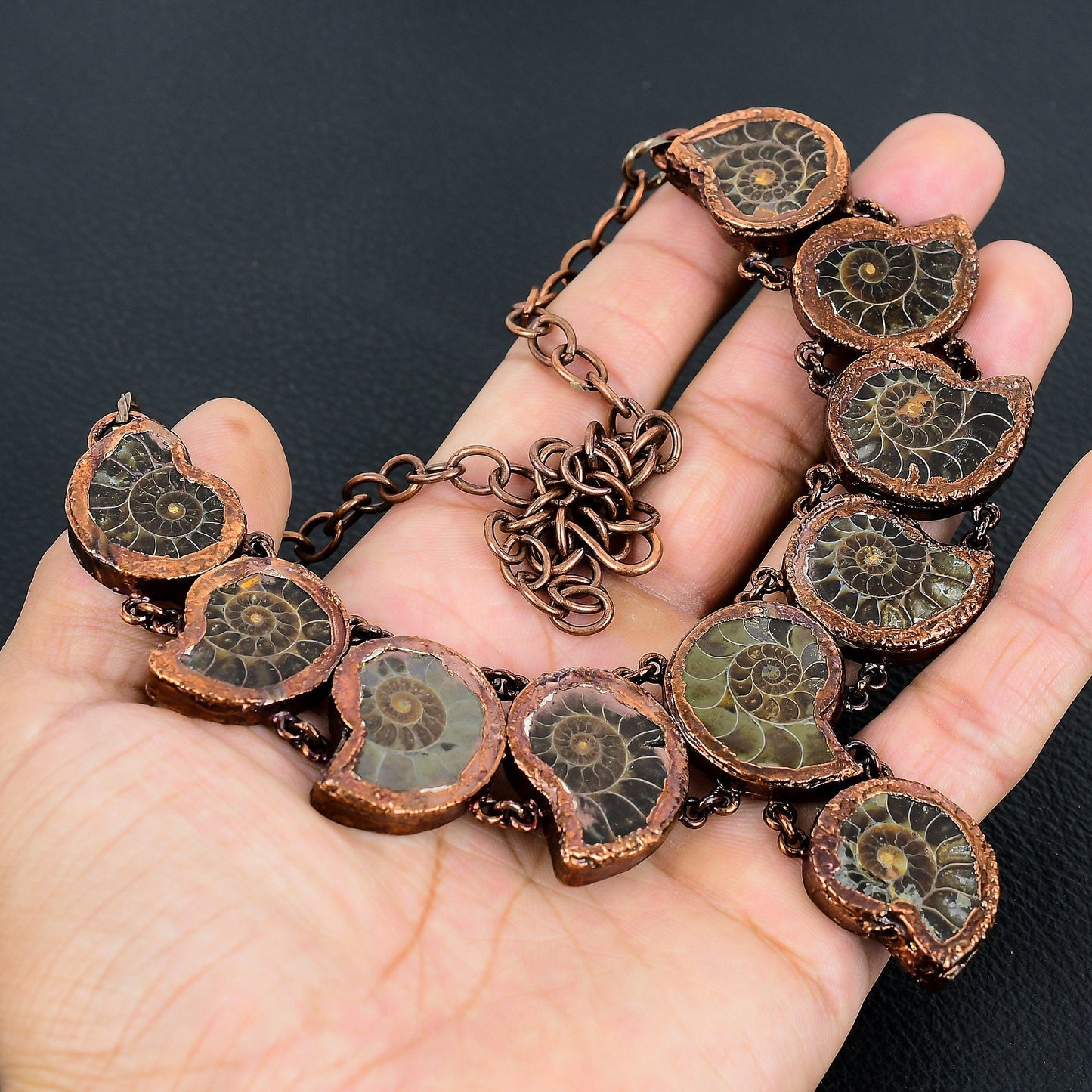 Copper Ammonite Gemstone Necklace