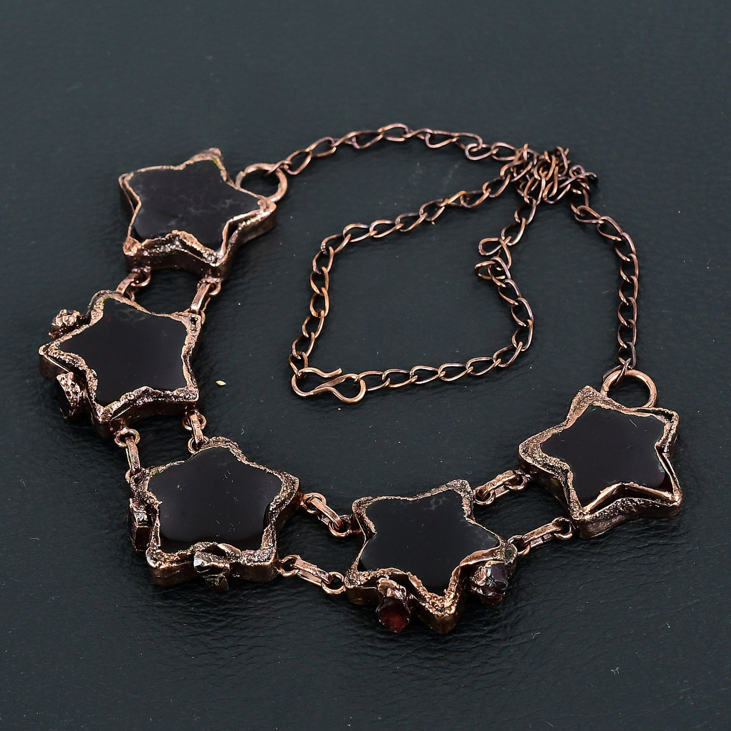 Red Garnet Gemstone Electroformed Necklace