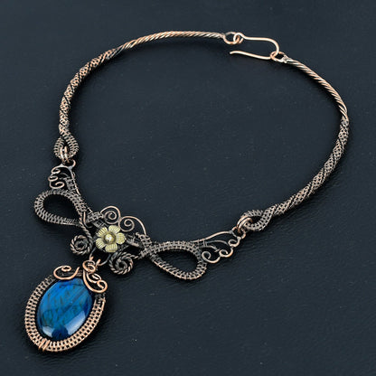 Blue Flash Labradorite Gemstone Necklace
