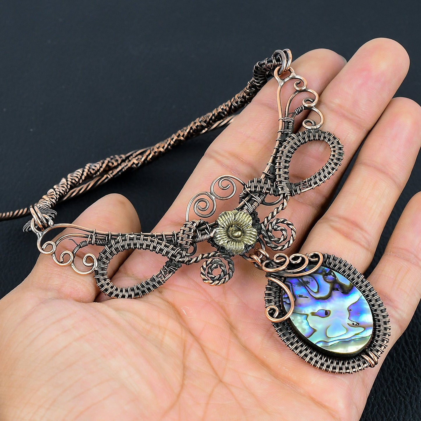 Iridescent Abalone Gemstone Pendant