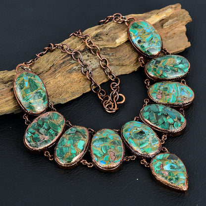 Green-Blue Malachite Azurite Gemstone Necklace