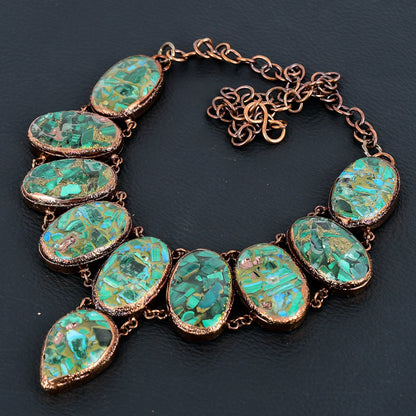 Green-Blue Malachite Azurite Gemstone Necklace