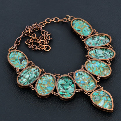 Green-Blue Malachite Azurite Gemstone Necklace