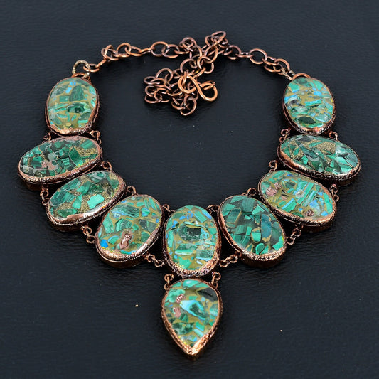 Green-Blue Malachite Azurite Gemstone Necklace