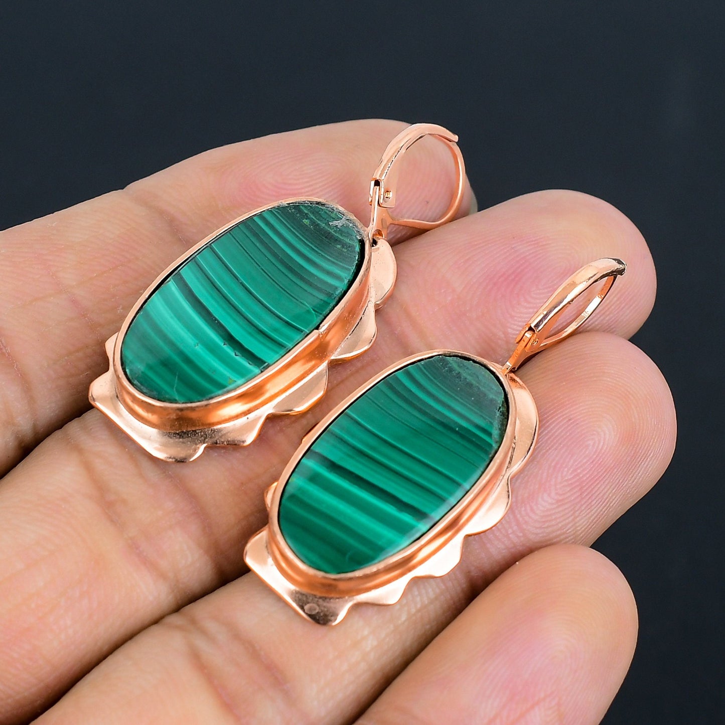 Green Malachite Gemstone Earrings