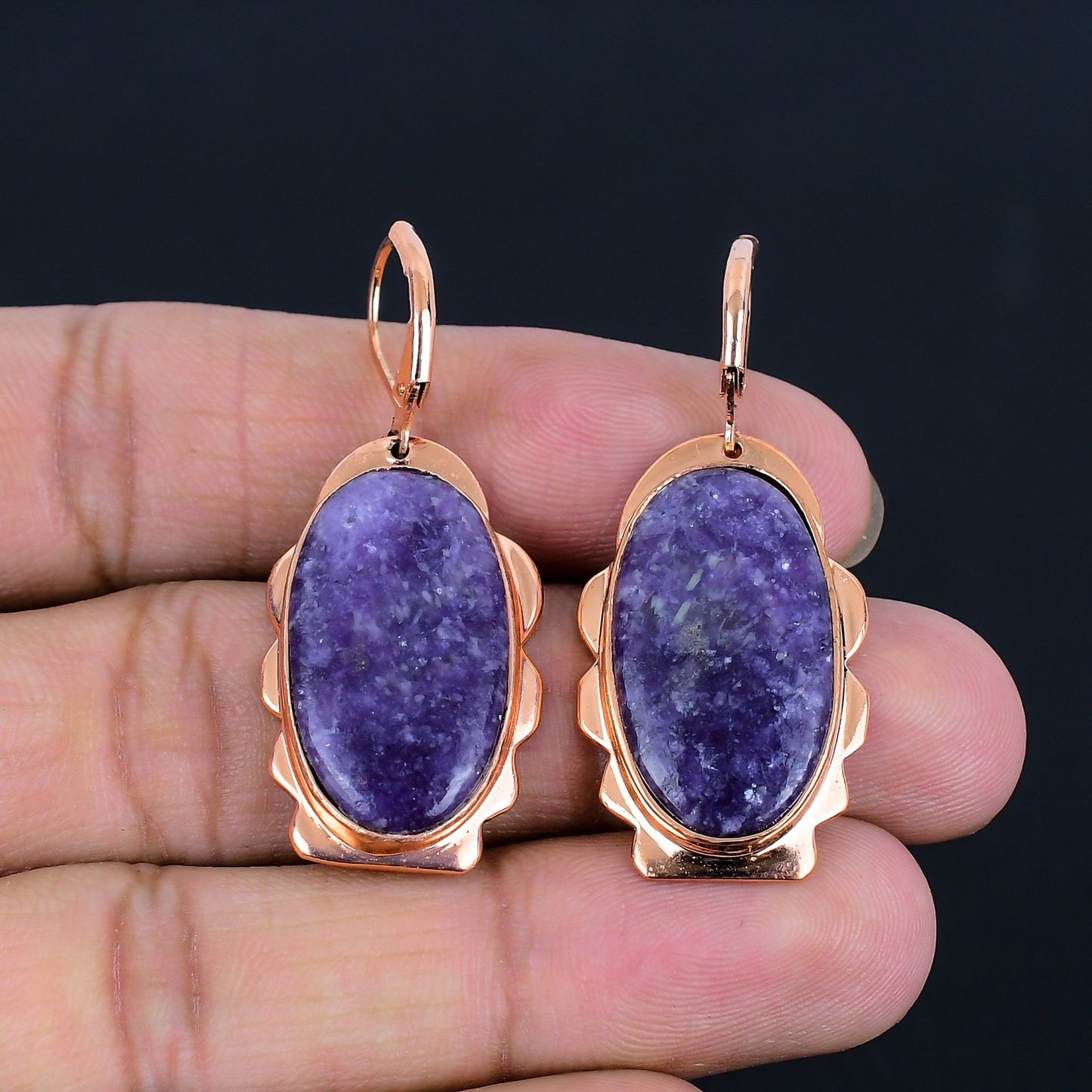 Purple Lepidolite Gemstone Earrings