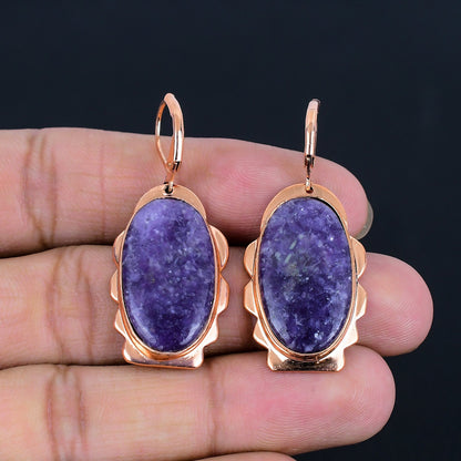 Purple Lepidolite Gemstone Earrings