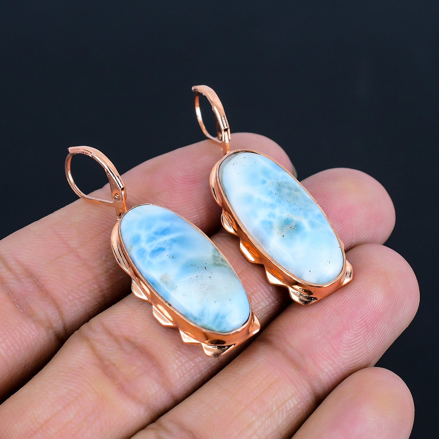 Blue Larimar Gemstone Earrings