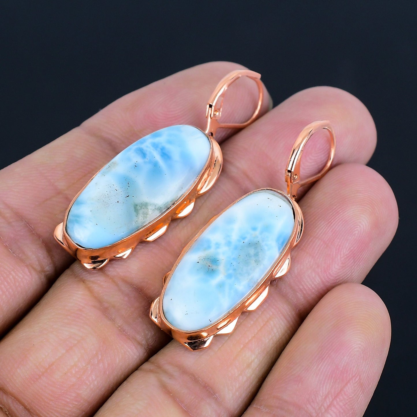 Blue Larimar Gemstone Earrings