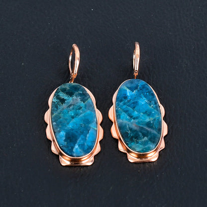Neon Blue Apatite Gemstone Earrings