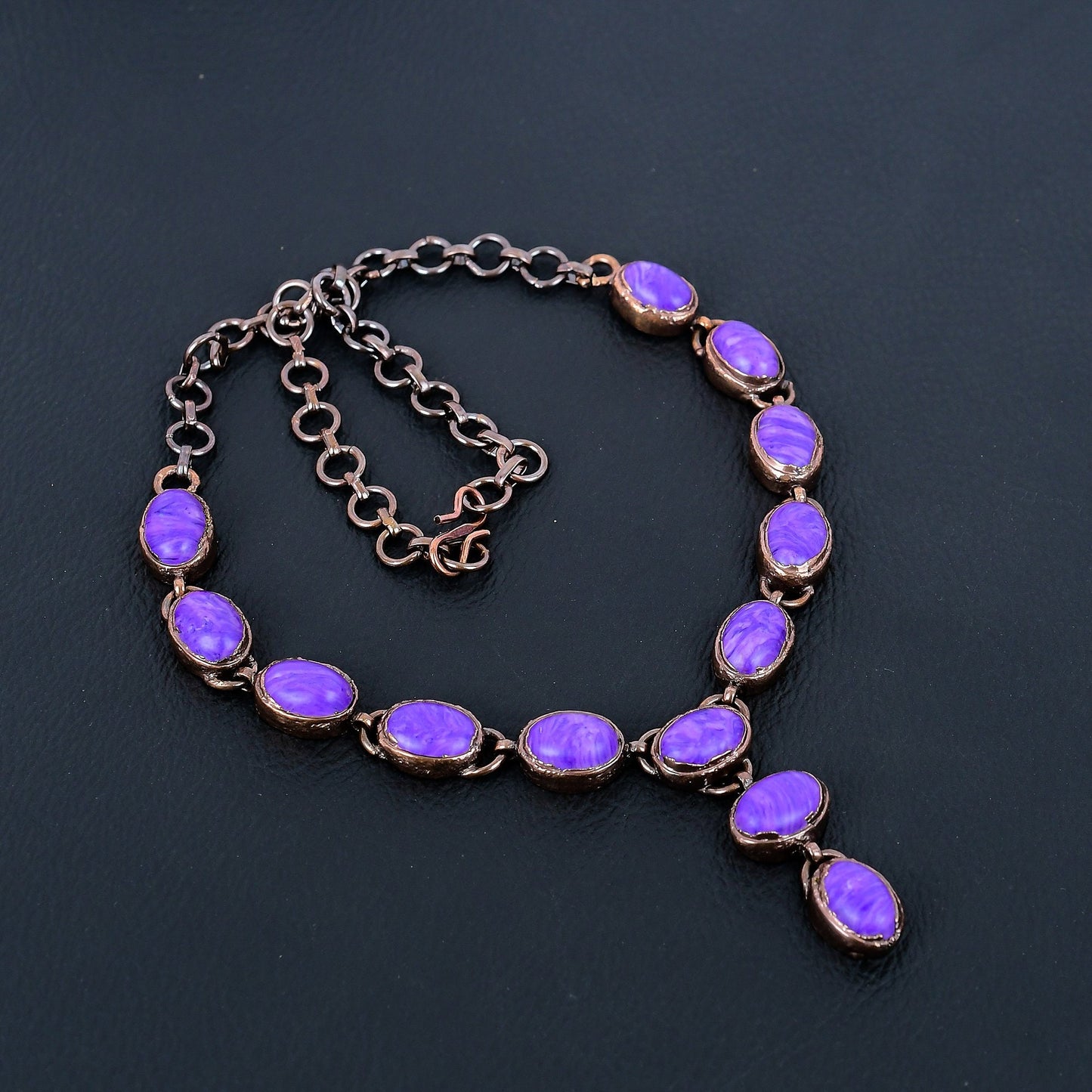 Purple Charoite Gemstone Copper Necklace