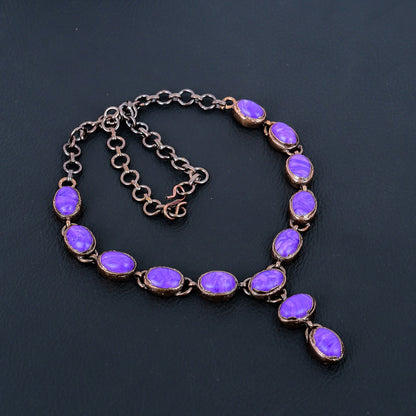 Purple Charoite Gemstone Copper Necklace