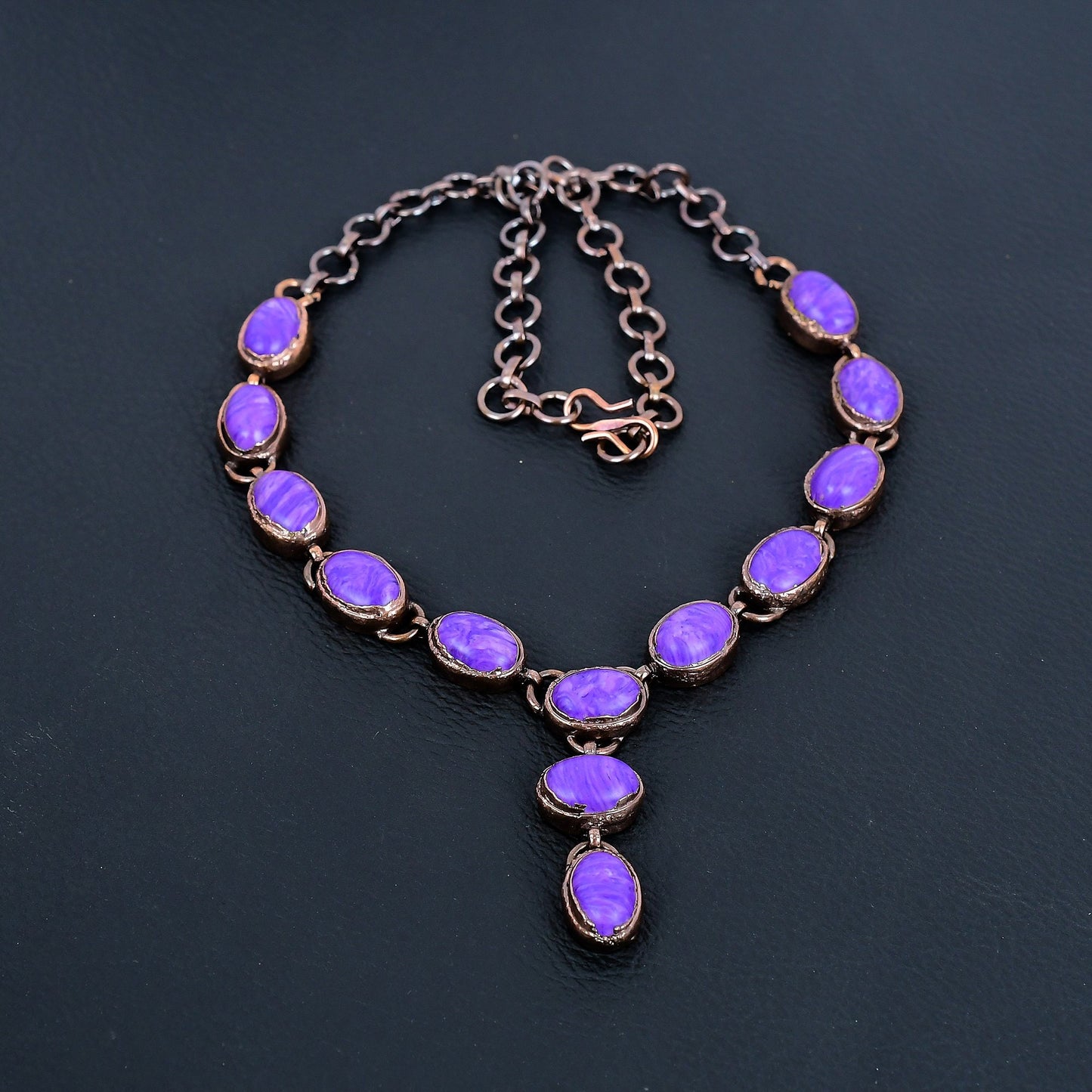 Purple Charoite Gemstone Copper Necklace