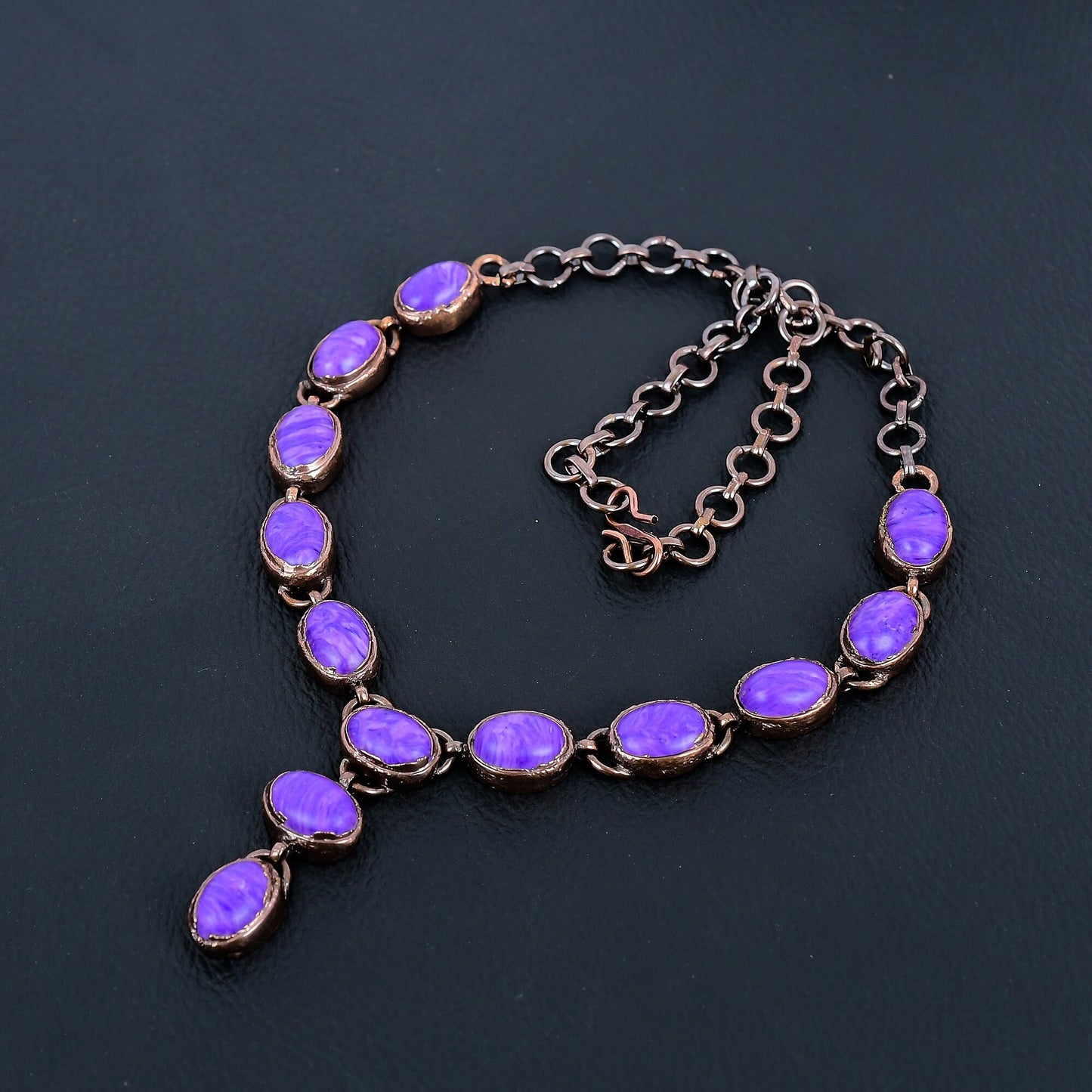 Purple Charoite Gemstone Copper Necklace