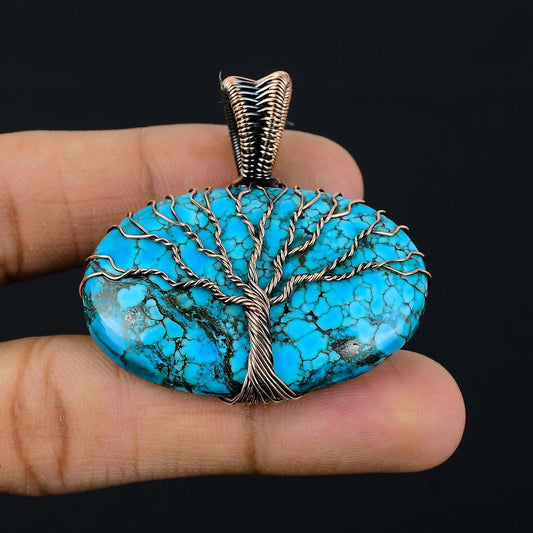 Turquoise Gemstone Tree of Life Pendant