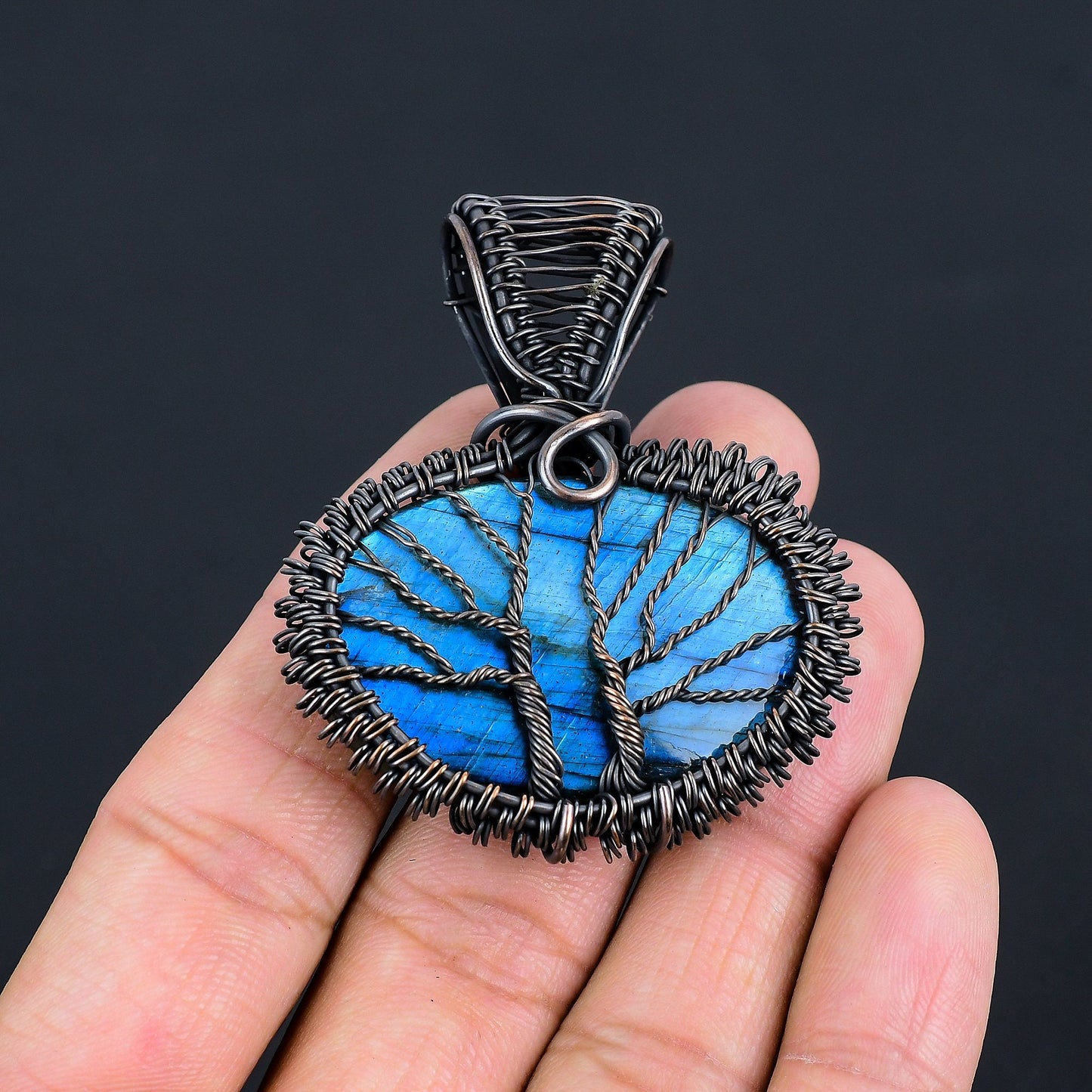 Blue Fire Labradorite Gemstone Pendant