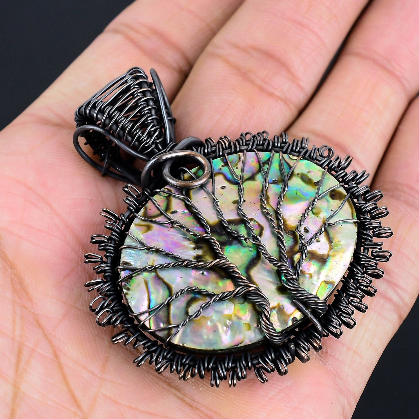 Copper Abalone Gemstone Pendant
