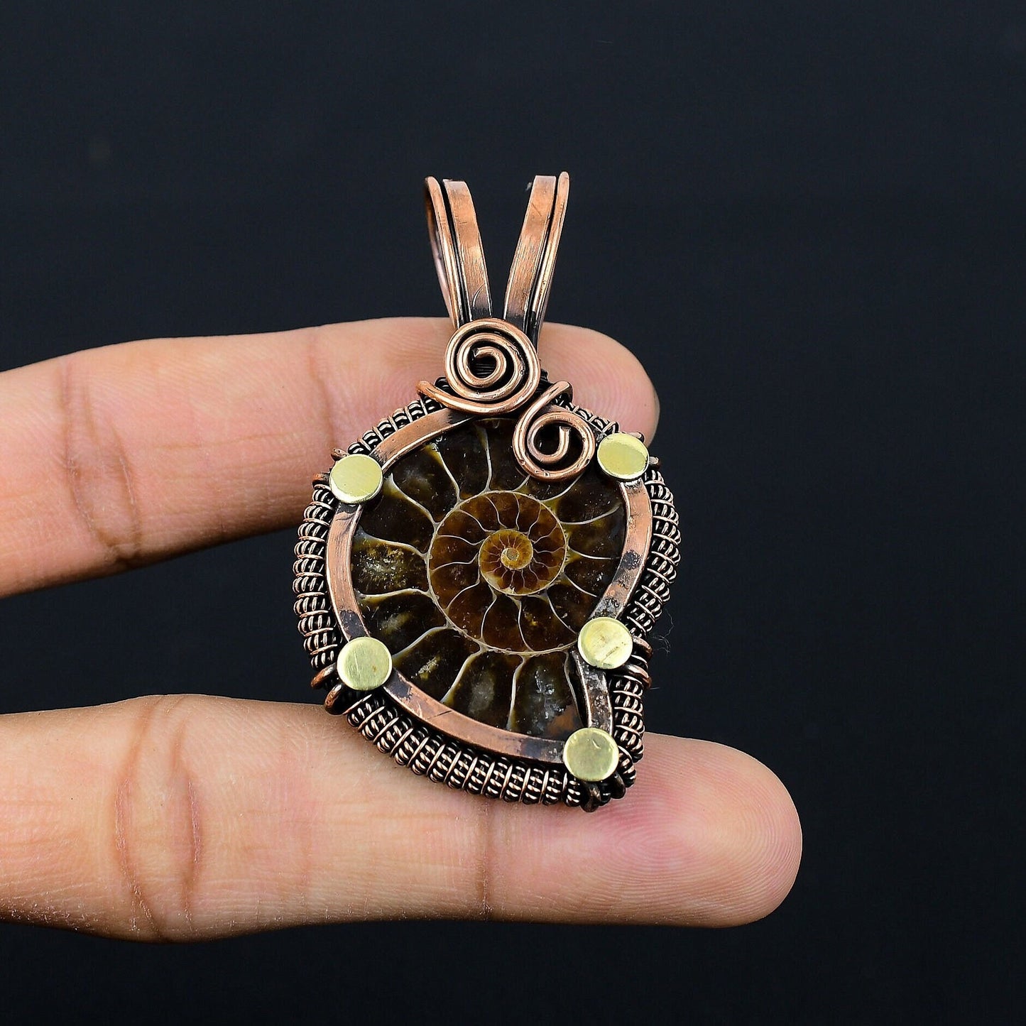 Brown Ammonite Gemstone Pendant