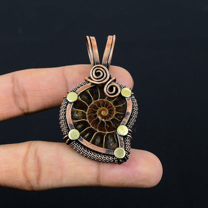 Brown Ammonite Gemstone Pendant