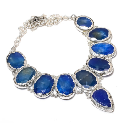 Blue Sapphire Gemstone Silver Necklace